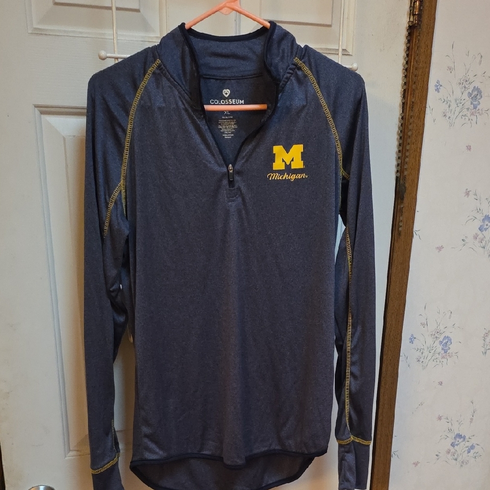 Colosseum Blue Pullover with Yellow Michigan Logo
